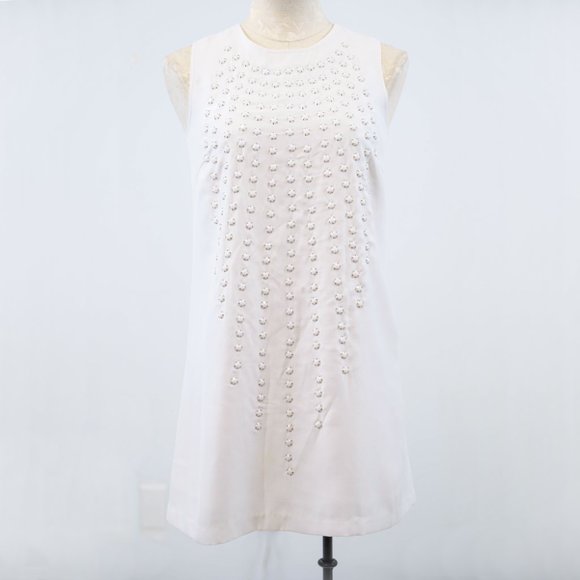 Anthropologie S Retro 60s Mini Dress White - Picture 8 of 8